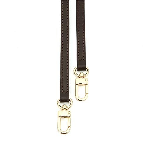OULARIO Genuine Leather Cross Body Strap for Alma BB Damier Ebene Pochette Eva Favorite PM MM Mini 10mm Coated Dark Brown with Gold Hardware (Brown140cm Gold HW) - Image 4