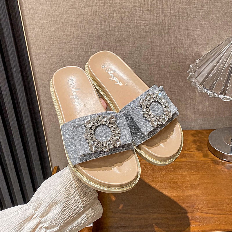 This Year'S New Diamond Buckle Outside Wear Sandals And Slippers Women'S Summer Sandals Shopping Mall Large Size Women'S Shoes 41-43 Casual Beach Slippers - Image 3