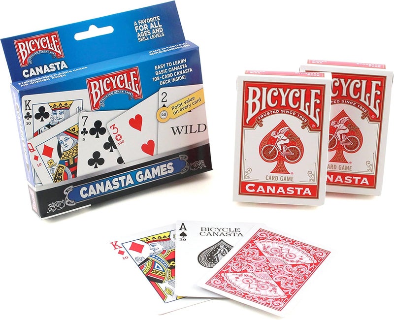 Bicycle Canasta Games Playing Cards - 108-Card Deck with Point Values and Wild Cards - Image 1