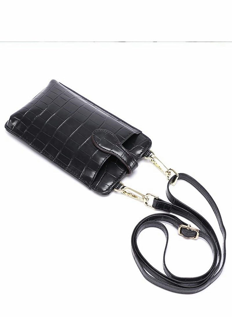 Excefore Small Crossbody Cell Phone Purse for Women Mini Messenger Shoulder Wallet Galaxy S21 FE S22 Plus S20 A53 5G A52 A11 Note 10 iPhone 13 Pro Max Google Pixel 6 OnePlus Nord N200 9 8 Blu View 2, Black  - Image 4