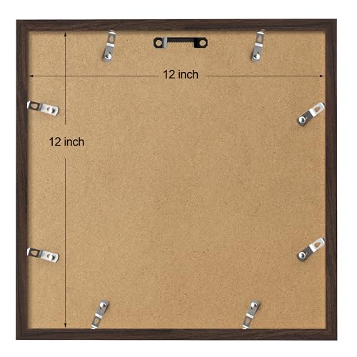 eletecpro 12x12 Picture Frames Set of 9 with Mat for 8x8 Photos or without Mat for 12x12, Square Gallery Wall Decor Collage for Picture Display, Walnut Brown Frame Set for Wall Hanging - Image 4
