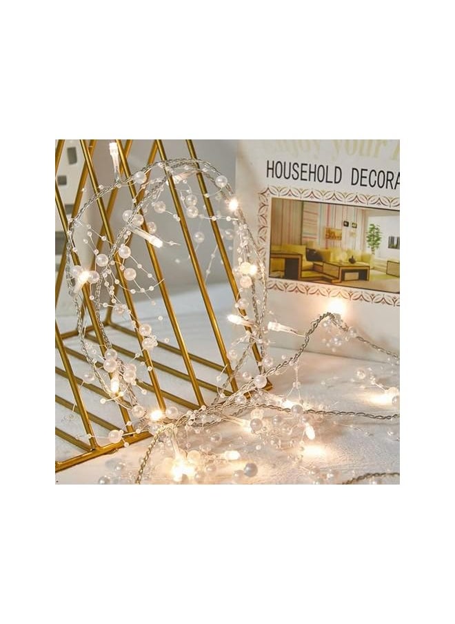 The Bros Christmas Ocean Pearl Beads String Lights, 10FT 30LED Lights Battery Powered Berry Beaded Garland Festive Wedding, Birthday Parties, New Year, DIY Home Mantel Decoration  - Image 3
