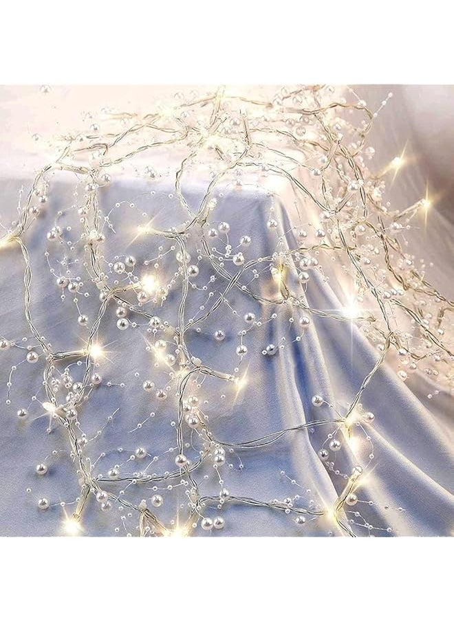 The Bros Christmas Ocean Pearl Beads String Lights, 10FT 30LED Lights Battery Powered Berry Beaded Garland Festive Wedding, Birthday Parties, New Year, DIY Home Mantel Decoration  - Image 1