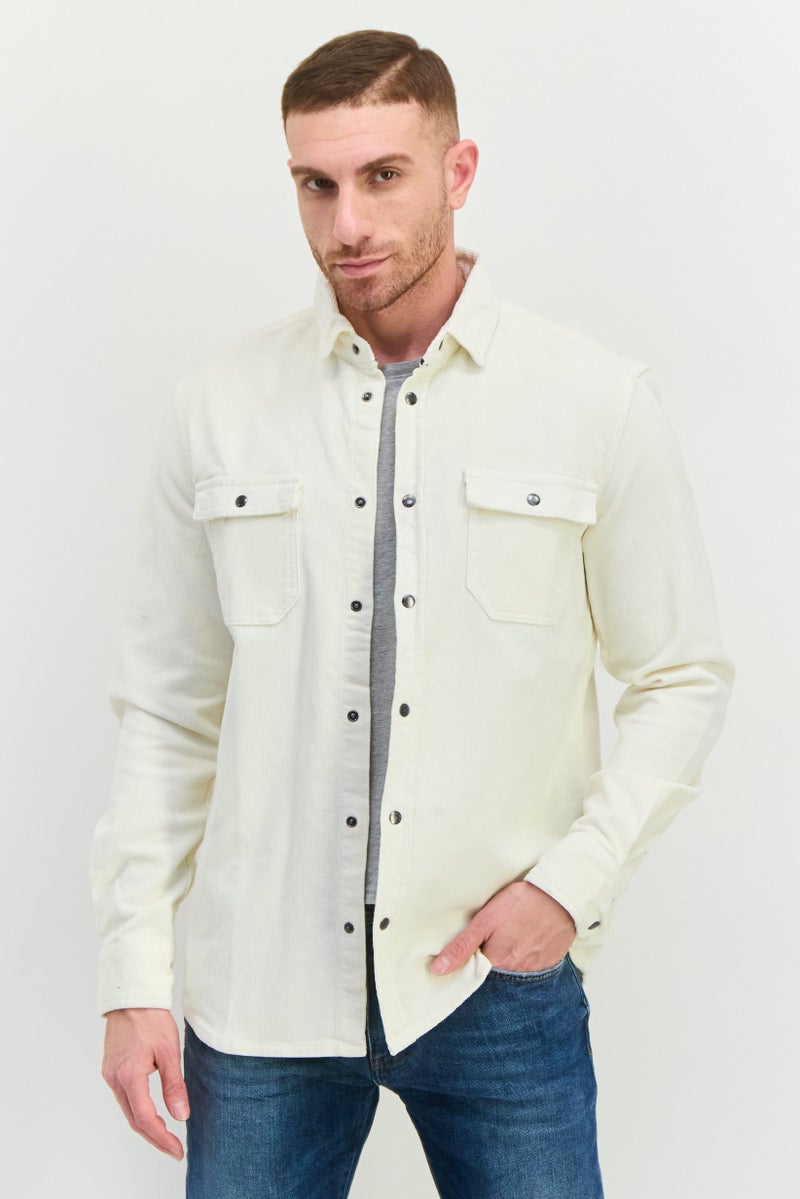 GAS جاكيت قميص كوردuroي للرجال من غاز، أبيض فاتح - Image 1