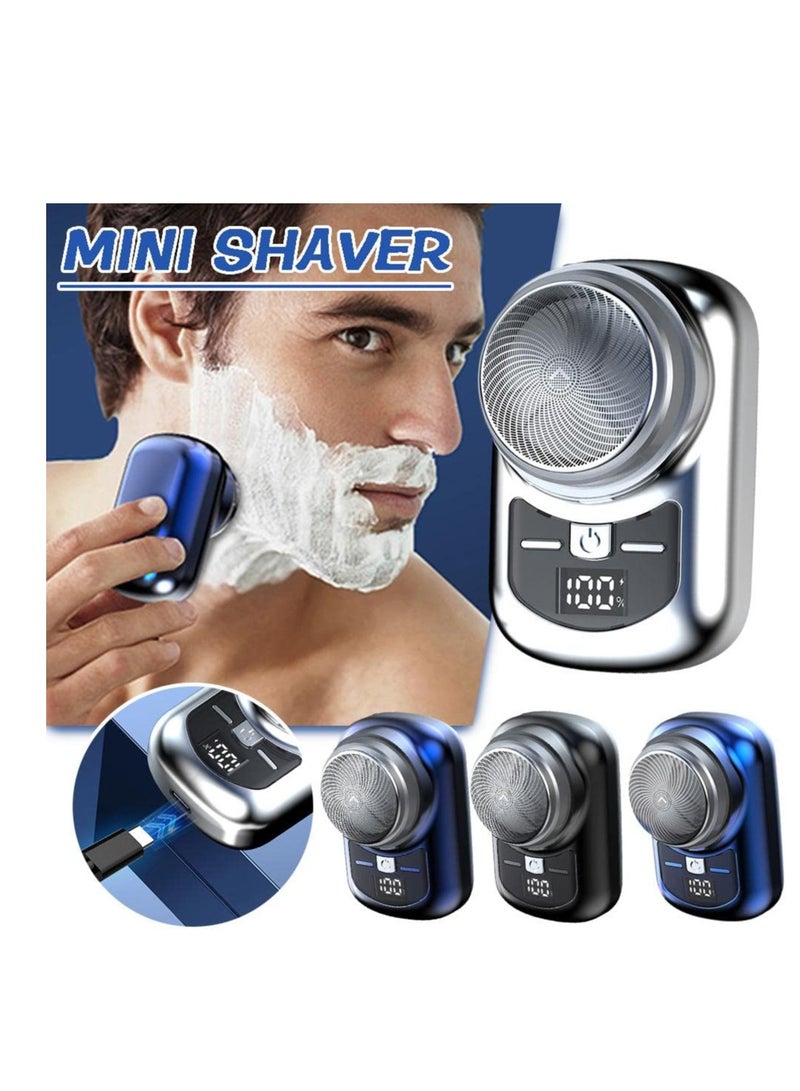 Compact Electric Travel Shaver for Men - Portable Cordless Rechargeable Razor with Travel Case, Ideal for Face and Beard Grooming, Perfect Gift in Silver. - Image 4