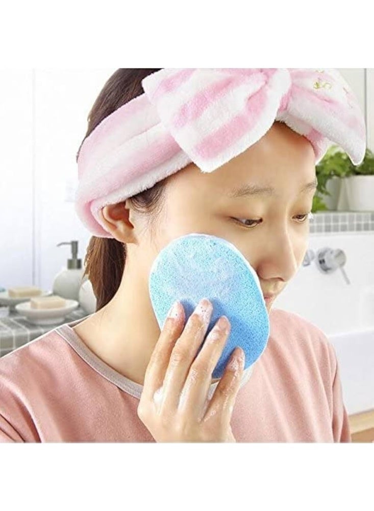 اسفنجة ناعمة لازاله للمكياج ومستحضرات التجميل وتنظيف الوجه وتقشير البشرة من الاعشاب البحرية الطبيعية بيضاوية الشكل لازالة- قطعتان  (متعدد الاوان ) - Image 4