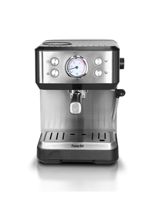 Saachi 20-Bar Espresso Coffee Maker NL-COF-7075, Single/Double Cup, 1.6L Water Tank, Adjustable Steam, Milk Frother & Hot Water Function 1.6 L 1100 W NL-COF-7075-BK Black - Image 1