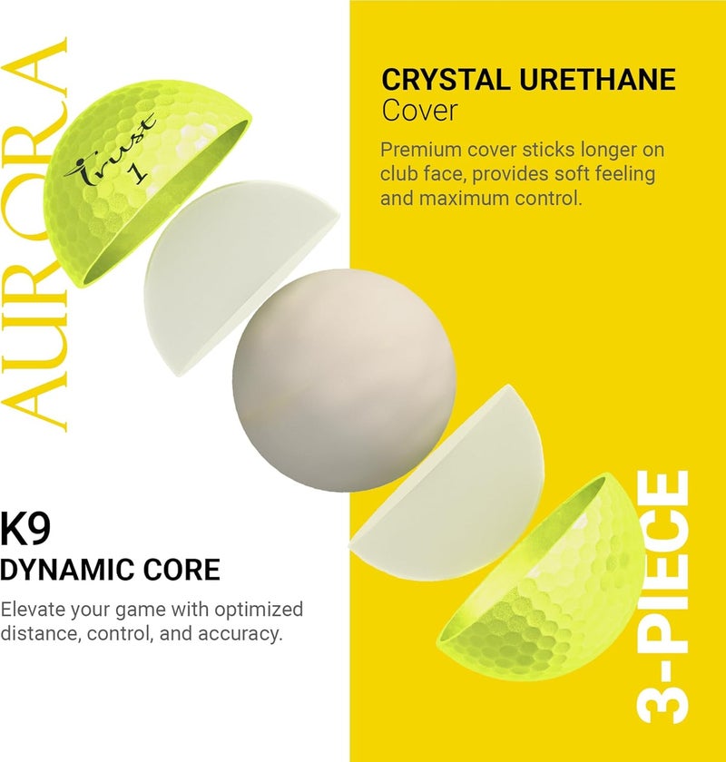 Trust Golf Balls - Aurora & Rosa Crystal Urethane Series | Eye-Catching & Easy to Spot | Maximum Distance, Soft Feel, Straight Flight, & Greenside Control | Blue, Orange, Pink, Yellow | 12 or 48 Balls - Image 2