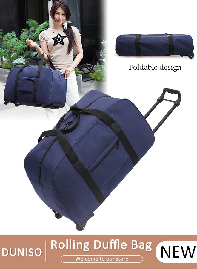 DUNISO Foldable Rolling Duffle Bag with 2 Wheels,Carry On Luggage with Handle,Light Weight Travel Duffel bag with Large Loading Capacity,Expandable Weekend Travel Bag for Women and Men Travel Camping Sports - Image 1