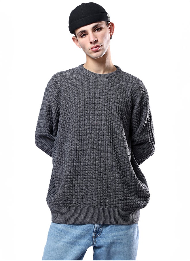 RAVIN Dark Grey Pullover with Ribbed Round Neck  - Image 1