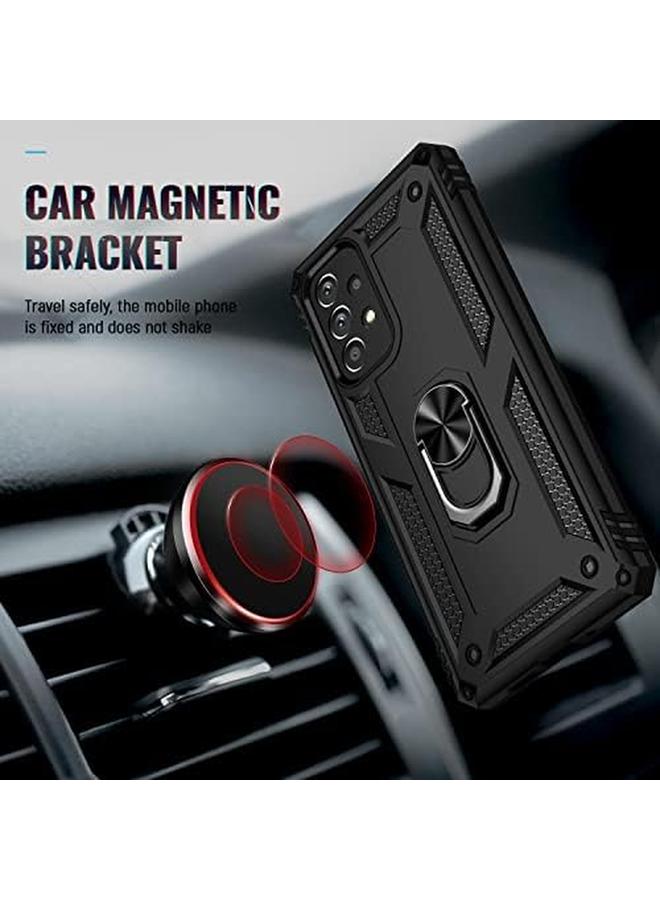 erorex Case For Samsung Galaxy A73 5G Ring Holder Protective Silicone Shockproof Tough Armor Hard Phone Cover Black - Image 2