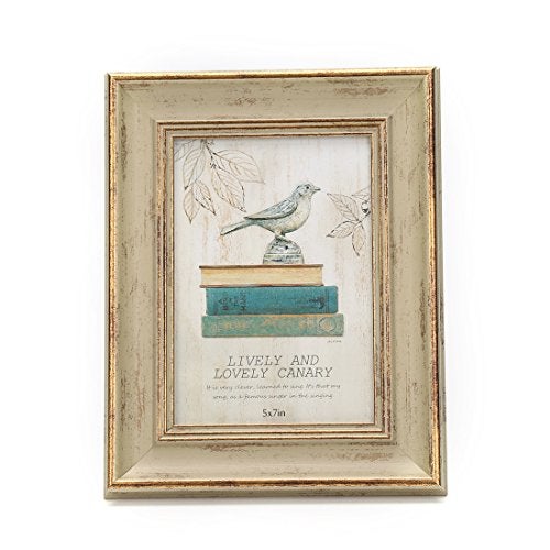 Zhenzan Frames 5x7 Inches Vintage Feel Picture Frame For Tabletop or Wall Hanging with Glass Front (5"x7", Khaki) - Image 1