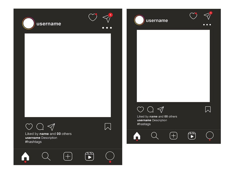 VictoryStore Photo Booth Frame Social Media Frame Custom Wedding Photo Booth Set of 2 Dark - Image 2
