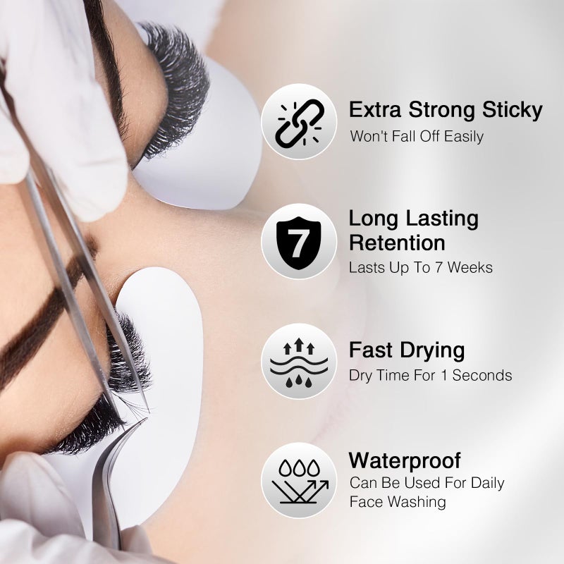 EMEDA Sensitive Eyelash Extension Glue 0.17fl.oz/5ml/1 Sec Drying Time/Retention â€“ 5-7 Weeks/Black Adhesive/Professional Hypoallergenic Formaldehyde-Free Lash Extension Glue Supplies - Image 3