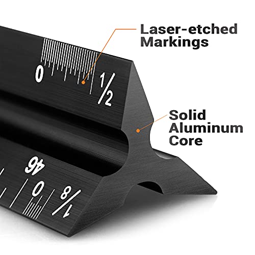 Hutou 12" Architectural Scale Ruler Aluminum Architect Scale Triangular Scale Ruler for Architects, Draftsman, Students and Engineers, Black - Image 4