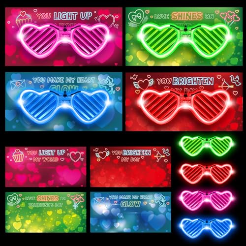 spring flower SpringFlower Valentines Day Cards Valentines Greeting Card with Light Up GlassesClassroom Valentines Exchange Gifts Valentines Party Favors School Classroom Valentines Prizes - Image 1