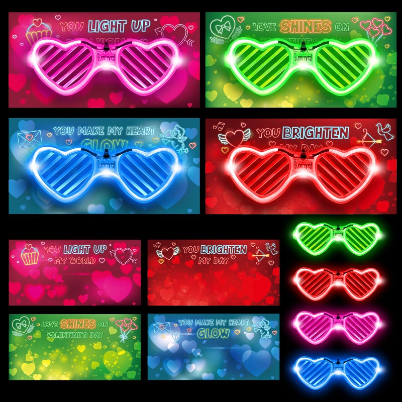 spring flower SpringFlower Valentines Day Cards Valentines Greeting Card with Light Up GlassesClassroom Valentines Exchange Gifts Valentines Party Favors School Classroom Valentines Prizes - Image 3