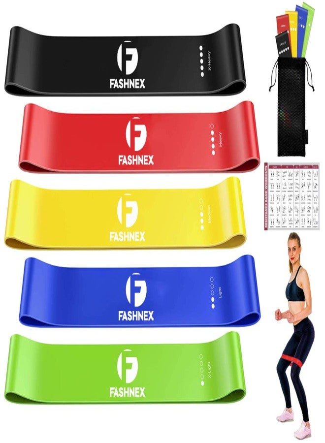 FASHNEX أربطة مقاومة حلقية من فاشنكس للرجال والنساء (مجموعة من 5 قطع) - Image 1