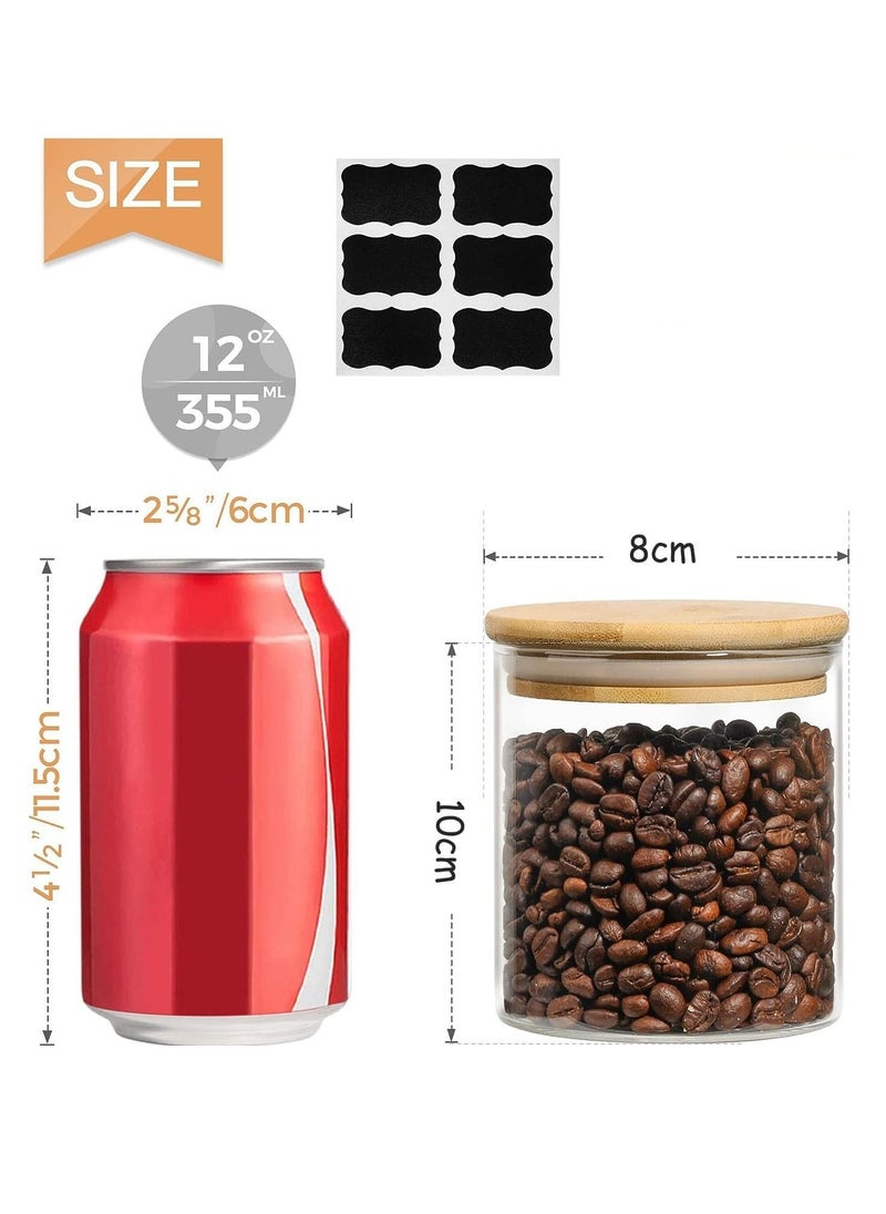 TYCOM Glass Jars Set 500ML, Food Cereal Storage Spice Containers for Home Kitchen, Food Storage jars With Labels, Marker and spoons, Square 8 * 10cm 8 Pieces With Wood Lid.  - Image 3