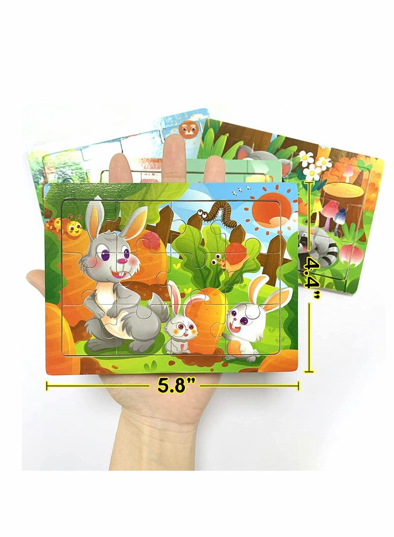 Excefore Toddler Wooden Puzzles for Kids Montessori Toys 4 Pack Animal Jigsaw Puzzles Set Preschool Learning Toys Educational Learning Boys Girls Gifts Family Time Bonding Activity - Image 2