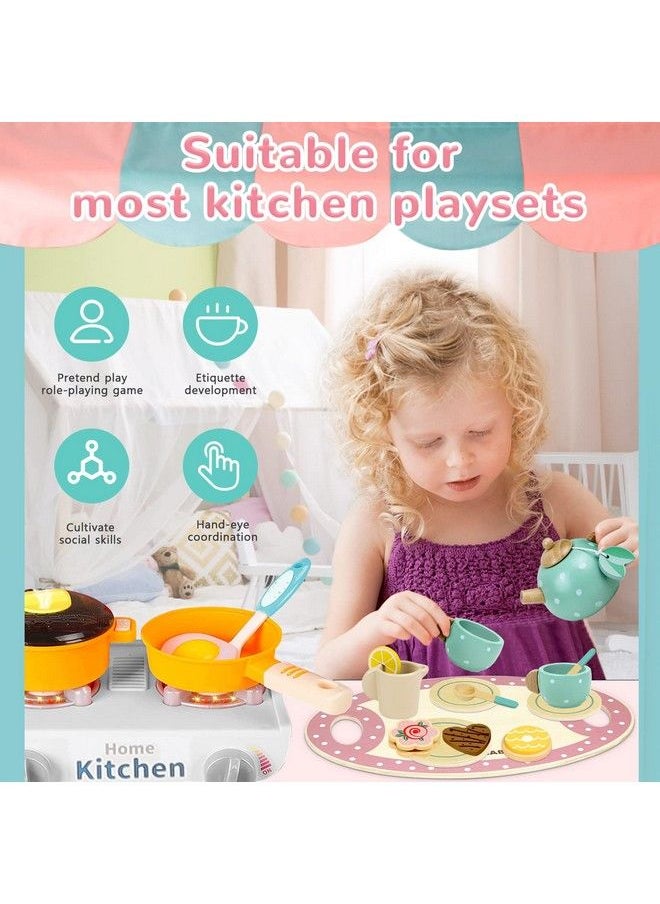 Airlab - Wooden Tea Set For Little Girls Play Food Pretend Play Kitchen Accessories For 3 4 5 Years Old Girls And Boys Toddler Princess Tea Time Party Food Toys - Image 1