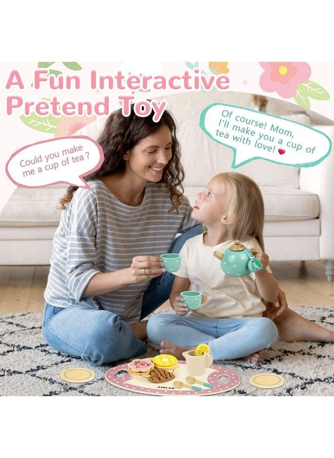 Airlab - Wooden Tea Set For Little Girls Play Food Pretend Play Kitchen Accessories For 3 4 5 Years Old Girls And Boys Toddler Princess Tea Time Party Food Toys - Image 1
