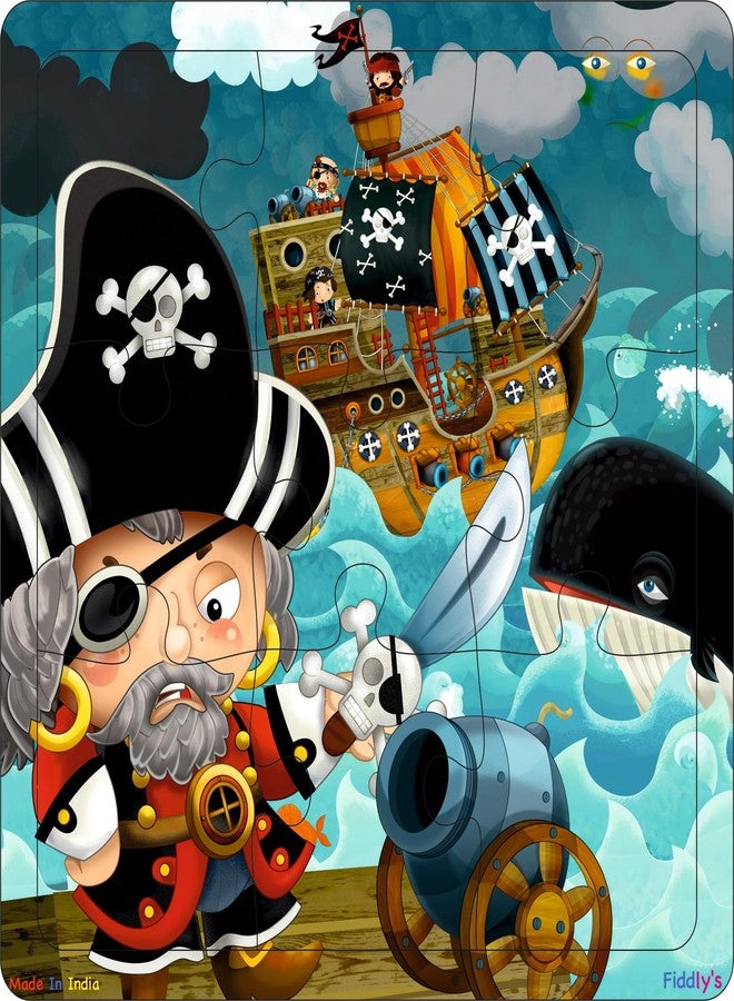 Fiddlys Wooden Jigsaw Puzzles for Kids & Children – 9 Pieces Each, Pack of 4|Double Layered Front & Back Print| Educational Toy for Boys & Girls Age 2 3 4 5 6 Year Old (Good Pirates) - Image 5