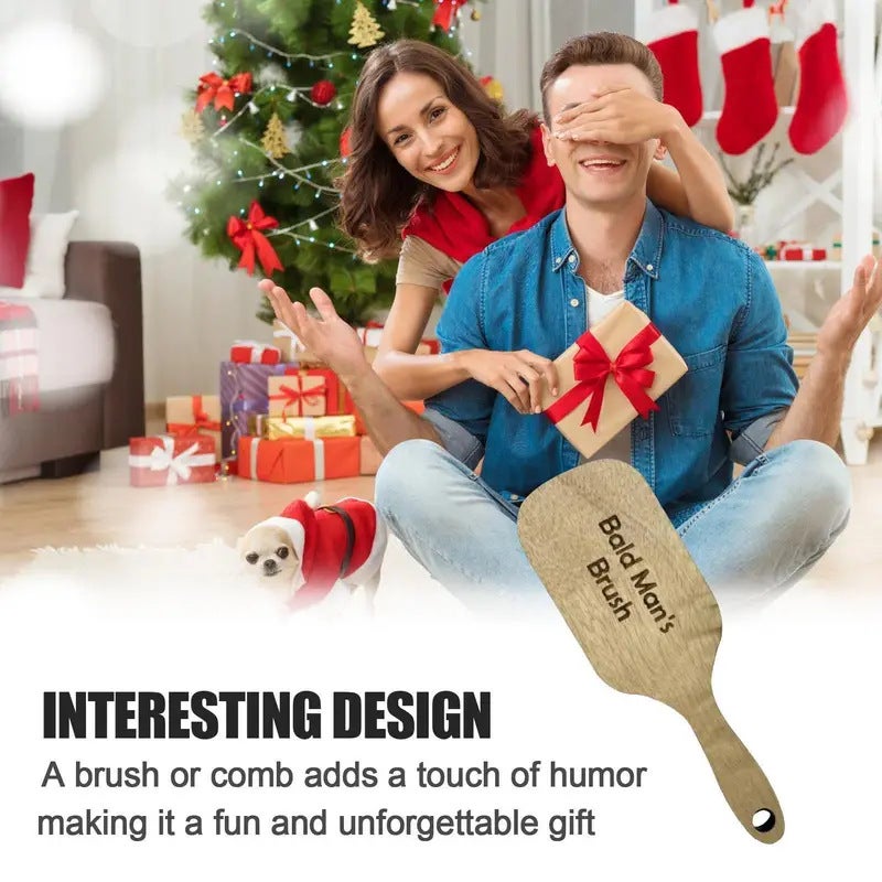 Novelty Wooden Comb for Bald Men Funny Gag Gift - Image 2