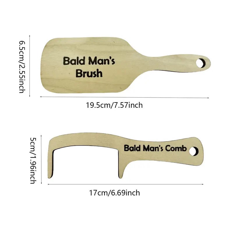 Novelty Wooden Comb for Bald Men Funny Gag Gift - Image 3