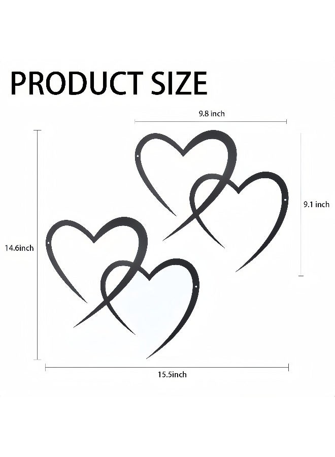 Intertwined Heart Wrought Iron Wall Art – Black Modern Minimalist Line Decor | Home Wall Accent for Living Room & Office - Image 2