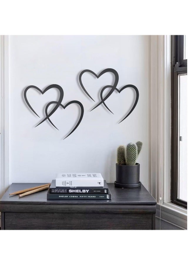 Intertwined Heart Wrought Iron Wall Art – Black Modern Minimalist Line Decor | Home Wall Accent for Living Room & Office - Image 3