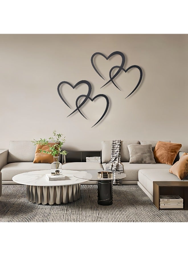 Intertwined Heart Wrought Iron Wall Art – Black Modern Minimalist Line Decor | Home Wall Accent for Living Room & Office - Image 1
