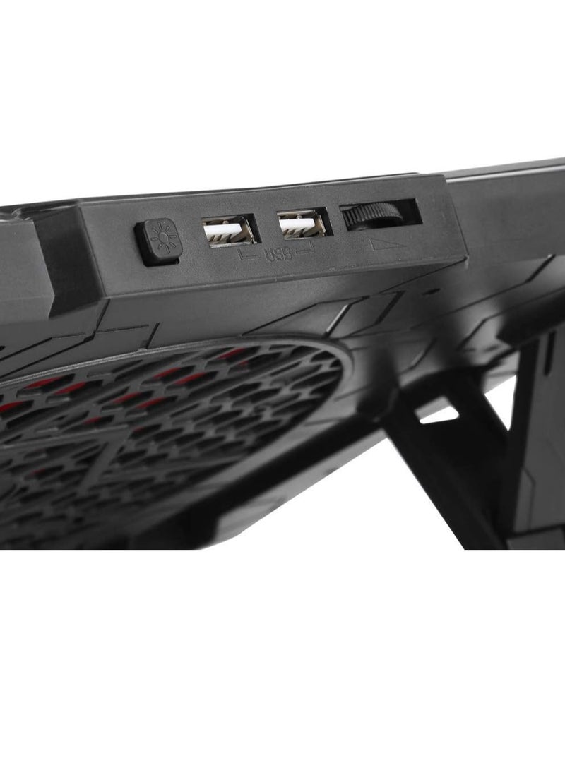 مارفو مروحة تبريد كمبيوتر محمول Scorpion مقاس 17 بوصة RGB مع موزع USB بمنفذين - تصميم مروحة واحدة 180 مم وزاوية حامل قابلة للتعديل - Image 4
