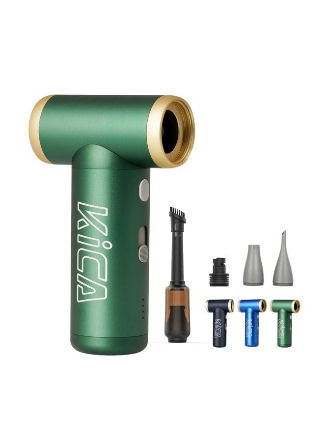 KiCA JetFan 2S Combo Compressed AirCan Substitute Air Duster Electric Blower for ComputerKeyboard Cleaning,Hair Drying,Camping,Outdoors,Car,Barbershop,Handmade DIY,Rechargable,Fast Charging,Green - Image 1