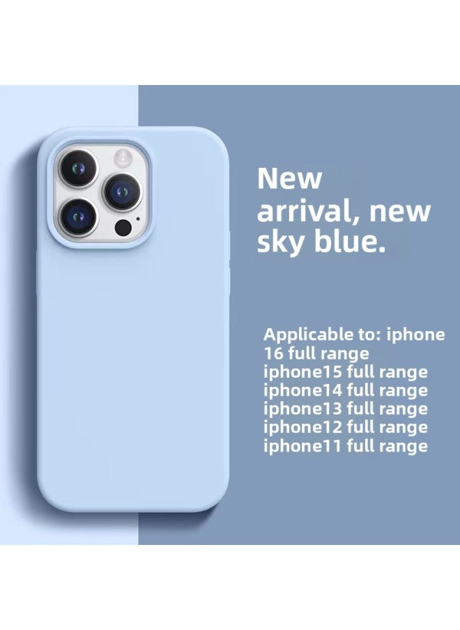 Generic - For Apple Mobile Phone Case For Iphone16 Liquid Silicone Protective Case 15 14 Men And Women 12 Advanced Sense Mobile Phone Case-Color:Sky Blue [with Logo + Packaging Box]-Applicable Models:For Iphone14 Plus - Image 1