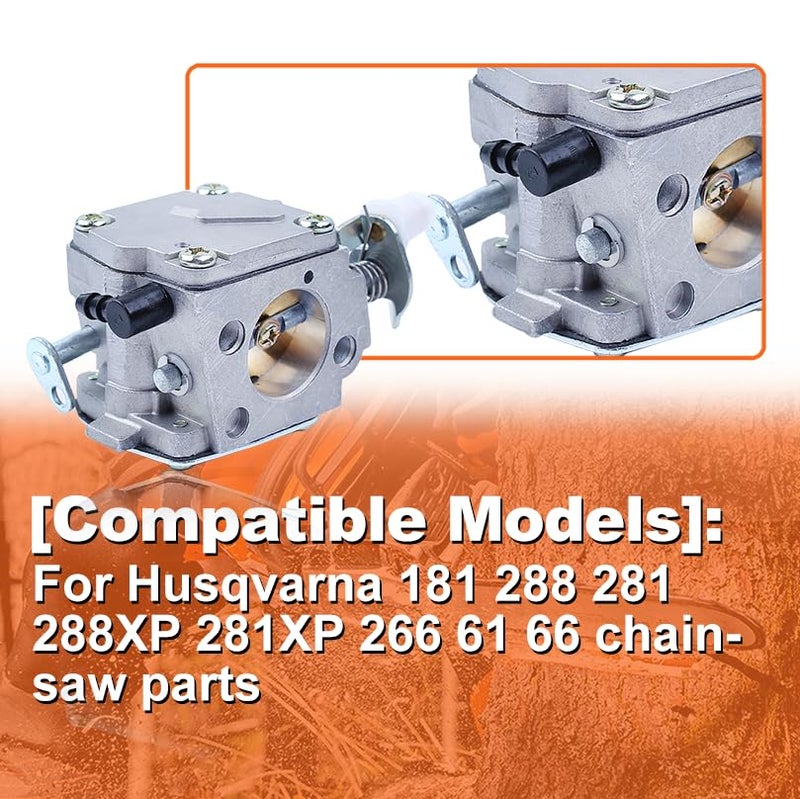 طقم حشيات مشعب سحب المكربن ​​من Mtanlo لـ Husqvarna 181 288 281 281XP 266 61 66، يشمل: مشعب سحب المكربن، حشية مشعب السحب، فلتر الوقود، خط الوقود، فلتر الهواء، وشمعة الإشعال. - Image 4