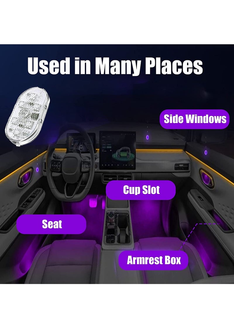 2 Pcs Car LED Lights Interior 7 Colors Touch Sensitive LED Ambient Light with 6 Bright LED Lamp Beads Portable USB Rechargeable Interior Lights - Image 5