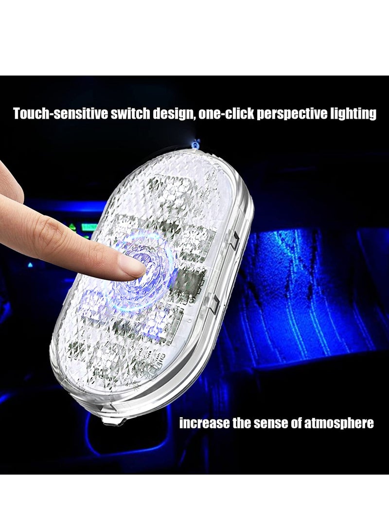 2 Pcs Car LED Lights Interior 7 Colors Touch Sensitive LED Ambient Light with 6 Bright LED Lamp Beads Portable USB Rechargeable Interior Lights - Image 2