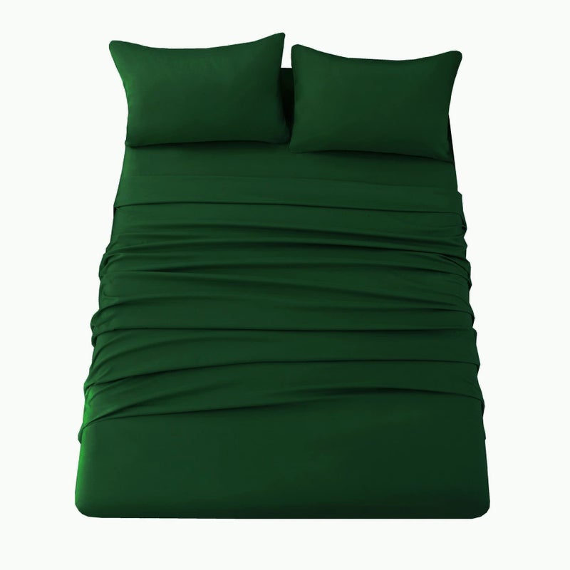 Ghooss Queen Size Flat Sheet Ultra Soft and Wrinkle Bedding Flat Sheet 1 Pack(Forest Green Queen) - Image 2