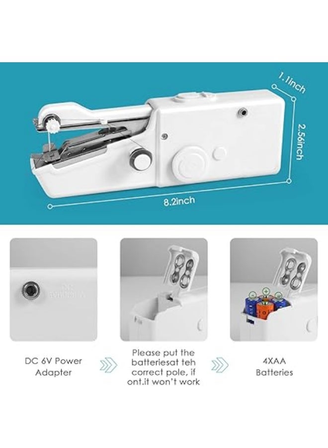 ماكينة خياطة كهربائية لاسلكية صغيرة محمولة باليد، مع مستلزمات واكسسوارات الخياطة، لعمليات الاصلاح البسيط للستائر ومشغولات كرافت اليدوية، مناسبة للمبتدئين والبالغين واثناء سفر العائلة - Image 3
