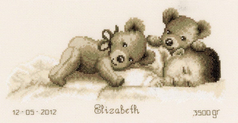 Vervaco Counted Cross Stitch Kit Baby Sleeps 12" x 6.4" - Image 1