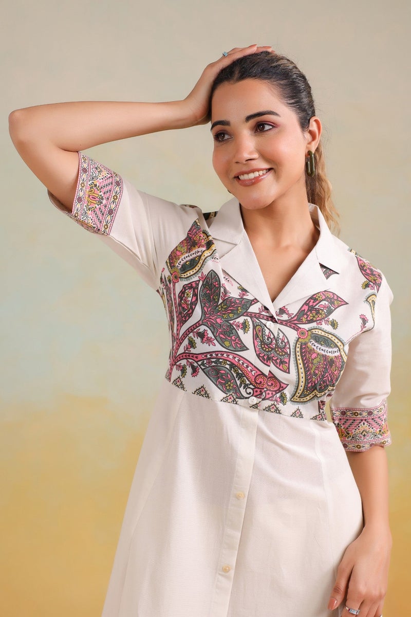 Label Flavia فستان ماكسي مطبوع أبيض للنساء - Image 4