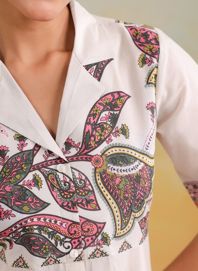 Label Flavia فستان ماكسي مطبوع أبيض للنساء - Image 2