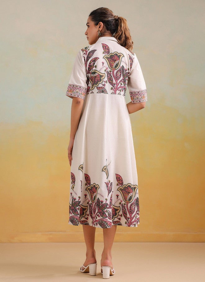 Label Flavia فستان ماكسي مطبوع أبيض للنساء - Image 5