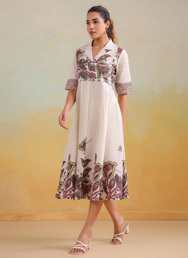 Label Flavia فستان ماكسي مطبوع أبيض للنساء - Image 4