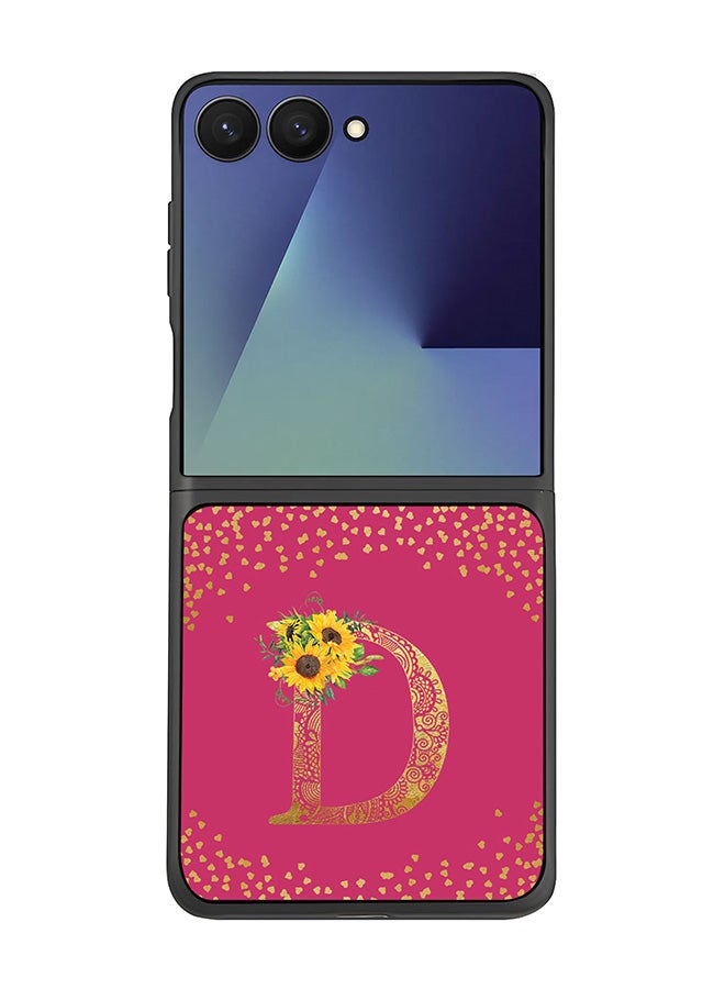 Stylizedd For Samsung Galaxy Z Flip7 Case,Slim fit Camera Protection, Shockproof Thin Phone cover  - Custom Floral Monogram - D ( Deep Pink )
