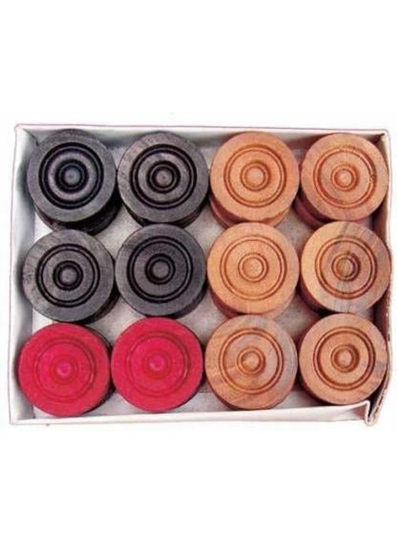 Solid Wooden Professional Carrom Game Coins And Striker Set,Wooden Checkers 24 Pieces With Cover Case + 1 Striker