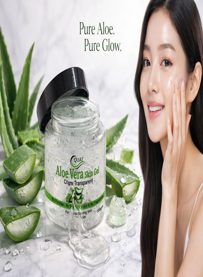 QUAT Aloe Vera Skin Gel, Clear Transparent, with Glycerin and Vitamin-E, No Paraben, No Sulfate, for Natural Glowing Skin, All Skin Types, 100gm - Image 1