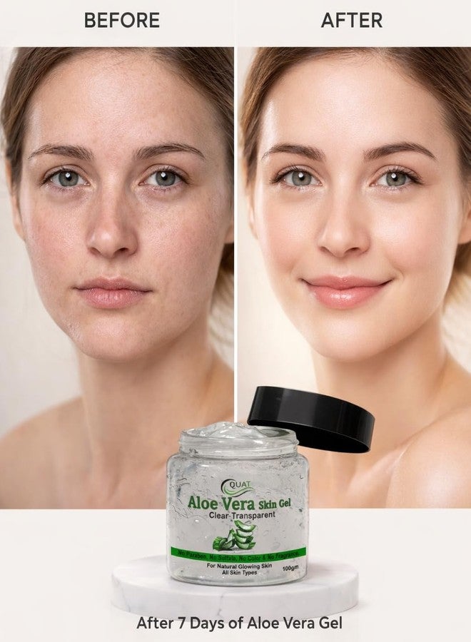 QUAT Aloe Vera Skin Gel, Clear Transparent, with Glycerin and Vitamin-E, No Paraben, No Sulfate, for Natural Glowing Skin, All Skin Types, 100gm - Image 5