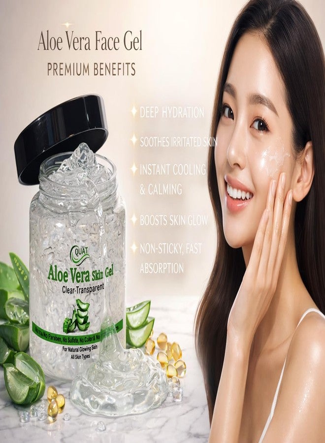 QUAT Aloe Vera Skin Gel, Clear Transparent, with Glycerin and Vitamin-E, No Paraben, No Sulfate, for Natural Glowing Skin, All Skin Types, 100gm - Image 4